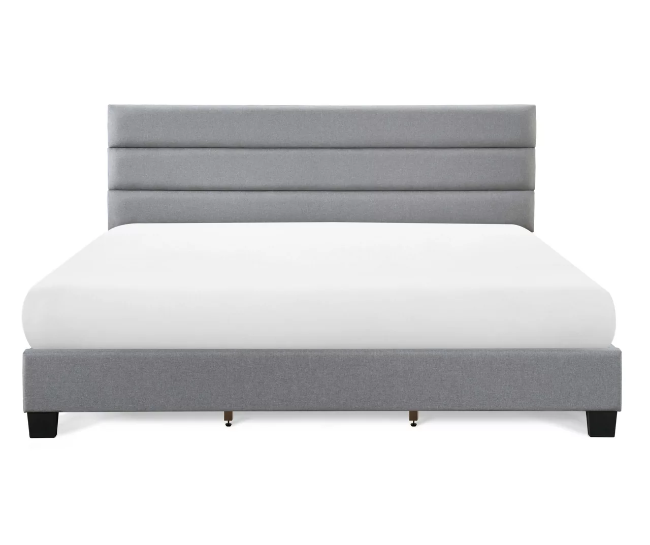 Gray Hudson King Upholstered Linen Fabric Bed 7 Gray Hudson King Upholstered Linen Fabric Bed - Image 5