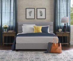 Gray Hudson Queen Upholstered Linen Fabric Bed 31 Gray Hudson Queen Upholstered Linen Fabric Bed -Storage supplies store 810513495 4