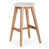 25.59" Oak & White Abacus Wood Counter Stool -Storage supplies store 810513499 2