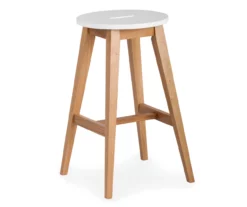 25.59" Oak & White Abacus Wood Counter Stool