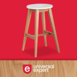 25.59" Oak & White Abacus Wood Counter Stool -Storage supplies store 810513499