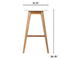 25.59" Oak & White Abacus Wood Counter Stool -Storage supplies store 810513499 3