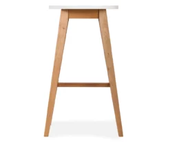 25.59" Oak & White Abacus Wood Counter Stool -Storage supplies store 810513499 6