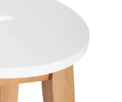 25.59" Oak & White Abacus Wood Counter Stool -Storage supplies store 810513499 7