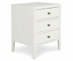 White Finley Wood 3-Drawer Nightstand