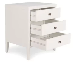 White Finley Wood 3-Drawer Nightstand 21 White Finley Wood 3-Drawer Nightstand -Storage supplies store 810513520 3