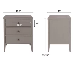 Gray Finley Wood 3-Drawer Nightstand -Storage supplies store 810513522 7