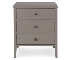 Gray Finley Wood 3-Drawer Nightstand