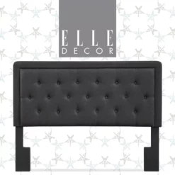 Amery Charcoal Gray Tufted Upholstered Queen Headboard -Storage supplies store 810513525