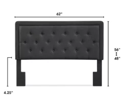 Amery Charcoal Gray Tufted Upholstered Queen Headboard -Storage supplies store 810513525 3