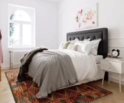 Charcoal Gray Amery Upholstered King Headboard -Storage supplies store 810513527 3