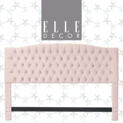 French Blush Pink Celeste Upholstered King Headboard -Storage supplies store 810513528