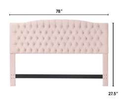 French Blush Pink Celeste Upholstered King Headboard -Storage supplies store 810513528 3