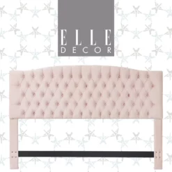 French Blush Pink Celeste Upholstered Queen Headboard