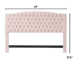 French Blush Pink Celeste Upholstered Queen Headboard -Storage supplies store 810513529 3