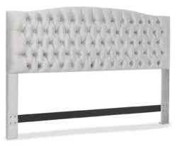 French Pearl Gray Celeste Upholstered Queen Headboard -Storage supplies store 810513531 2