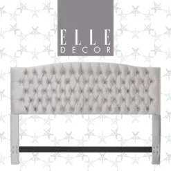 French Pearl Gray Celeste Upholstered Queen Headboard -Storage supplies store 810513531