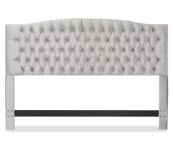 French Pearl Gray Celeste Upholstered Queen Headboard -Storage supplies store 810513531 6