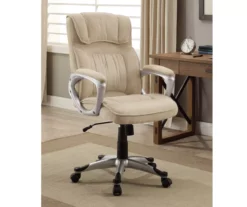 Fawn Tan Linen Executive Office Chair -Storage supplies store 810513549 3