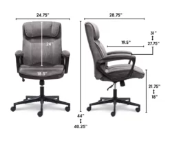 Gray & Black Executive Office Chair -Storage supplies store 810513554 3