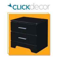Black Hudson 2-Drawer Wood Nightstand -Storage supplies store 810513557