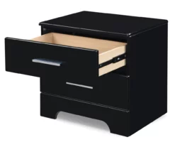 Black Hudson 2-Drawer Wood Nightstand -Storage supplies store 810513557 5