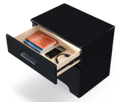 Black Hudson 2-Drawer Wood Nightstand -Storage supplies store 810513557 7