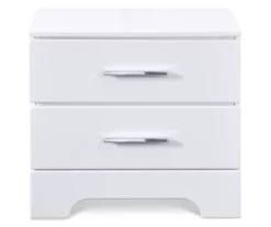 White Hudson 2-Drawer Wood Nightstand