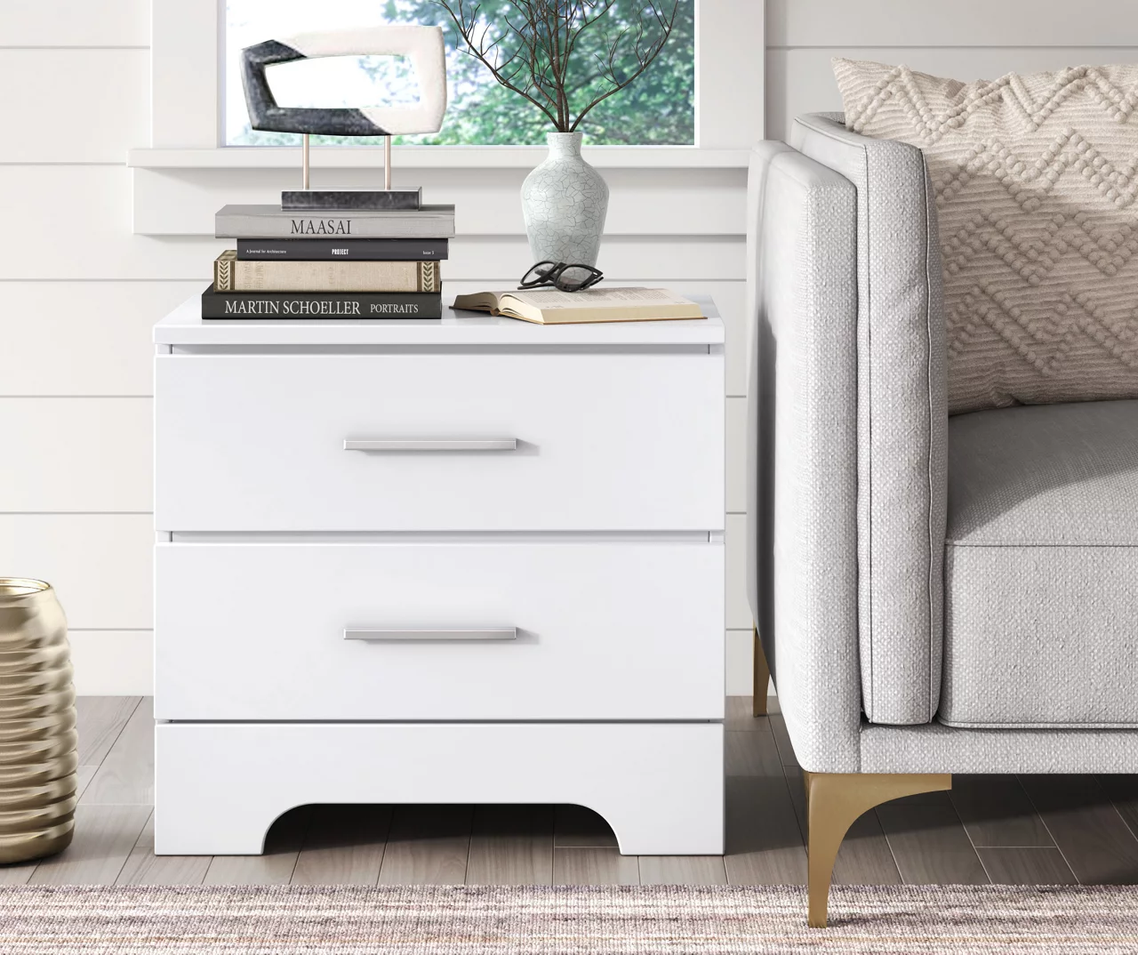 White Hudson 2-Drawer Wood Nightstand 9 White Hudson 2-Drawer Wood Nightstand - Image 7