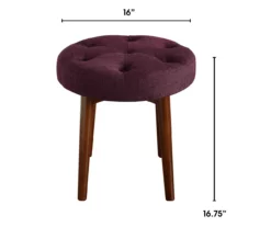 Penelope Eggplant Tufted Stool -Storage supplies store 810513574 3