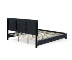 Black Channel Tufted King Upholstered Bed Frame -Storage supplies store 810513588 13