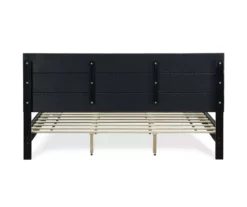 Black Channel Tufted King Upholstered Bed Frame -Storage supplies store 810513588 16