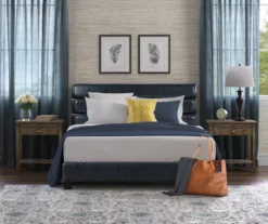 Black Channel Tufted King Upholstered Bed Frame -Storage supplies store 810513588 4