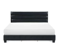 Black Channel Tufted King Upholstered Bed Frame -Storage supplies store 810513588 9