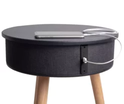 Black End Table With Bluetooth Speaker & USB Port 10 Black End Table With Bluetooth Speaker & USB Port -Storage supplies store 810513609 2 1