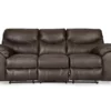 Boxberg Teak Faux Leather Reclining Sofa -Storage supplies store 810519659