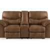 Boxberg Bark Faux Leather Reclining Console Loveseat