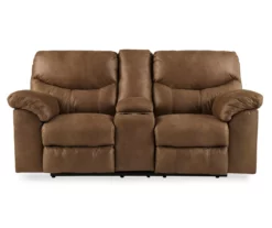 Boxberg Bark Faux Leather Reclining Console Loveseat