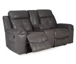 Jesolo Gray Reclining Console Loveseat -Storage supplies store 810519670 1