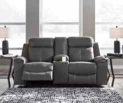 Jesolo Gray Reclining Console Loveseat -Storage supplies store 810519670 2