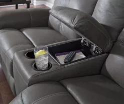 Jesolo Gray Reclining Console Loveseat -Storage supplies store 810519670 3