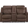 Jesolo Coffee Brown Reclining Console Loveseat -Storage supplies store 810519673
