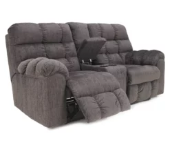 Acieona Slate Reclining Console Loveseat -Storage supplies store 810519689 1