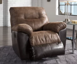 Follett Coffee Faux Leather Rocker Recliner -Storage supplies store 810519692 3