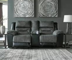 Earhart Faux Leather Reclining Console Loveseat -Storage supplies store 810519695 3