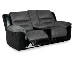 Earhart Faux Leather Reclining Console Loveseat -Storage supplies store 810519695 4