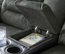 Earhart Faux Leather Reclining Console Loveseat -Storage supplies store 810519695 5