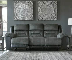 Earhart Faux Leather Reclining Sofa -Storage supplies store 810519696 3