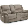 Draycoll Pewter Power Reclining Console Loveseat -Storage supplies store 810519715