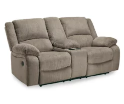 Draycoll Pewter Reclining Console Loveseat -Storage supplies store 810519716 1